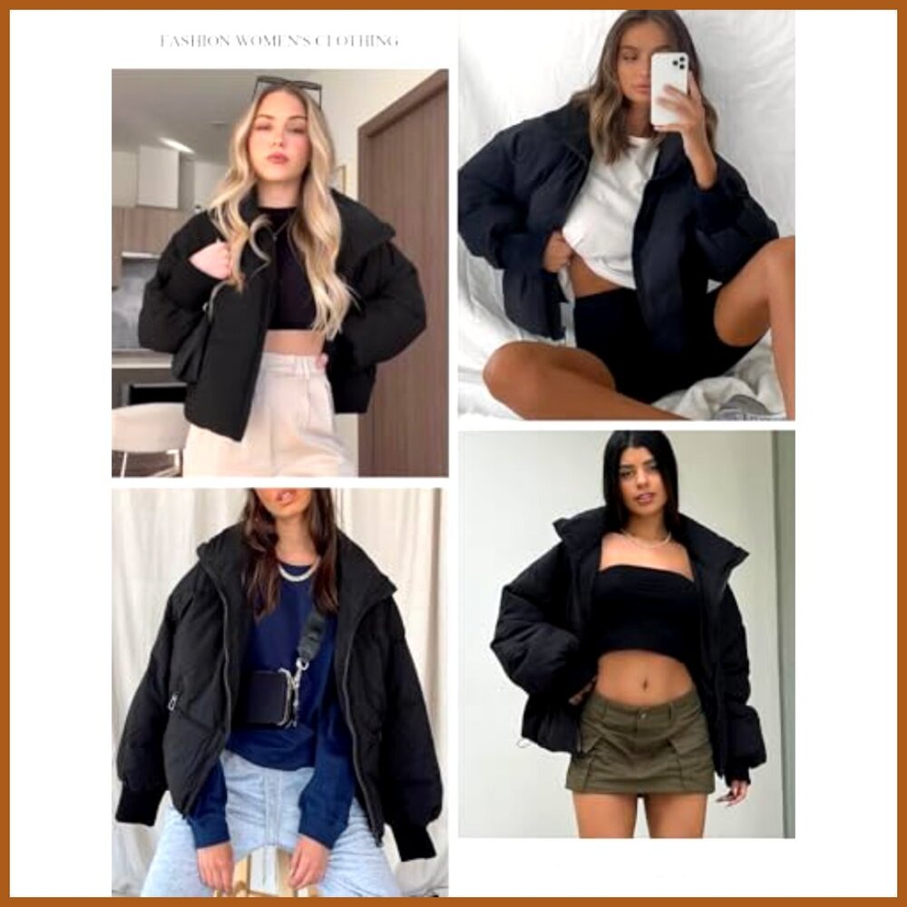 Cropped Puffer Jacket Waterproof Polyester Quilte… - image 6